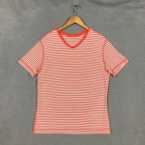 Lululemon 5 Year Basic T-Shirt Mens Large Step Stripe Angel Wing Cape Red V Neck